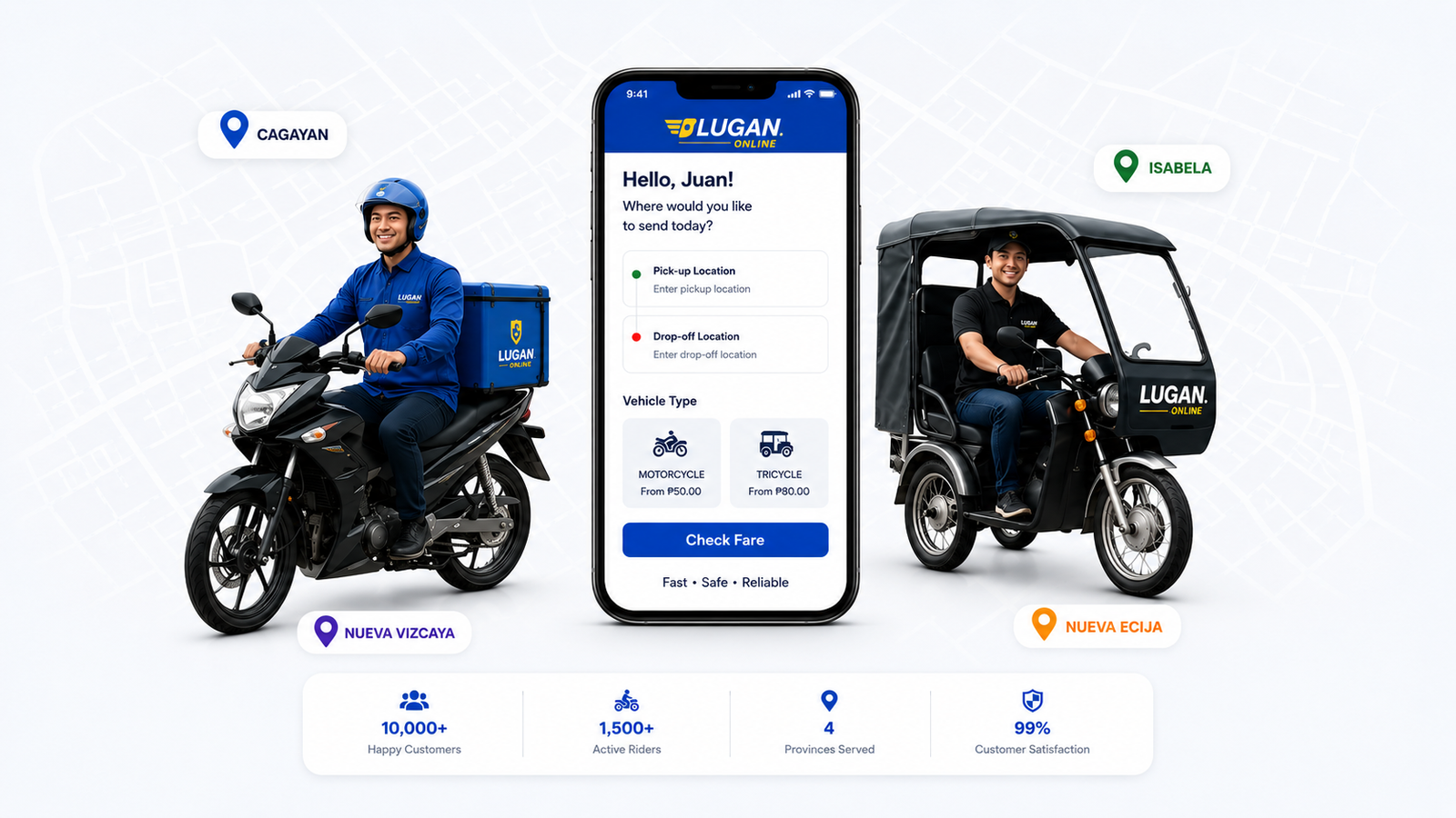 Lugan motorcycle and tricycle delivery vehicles